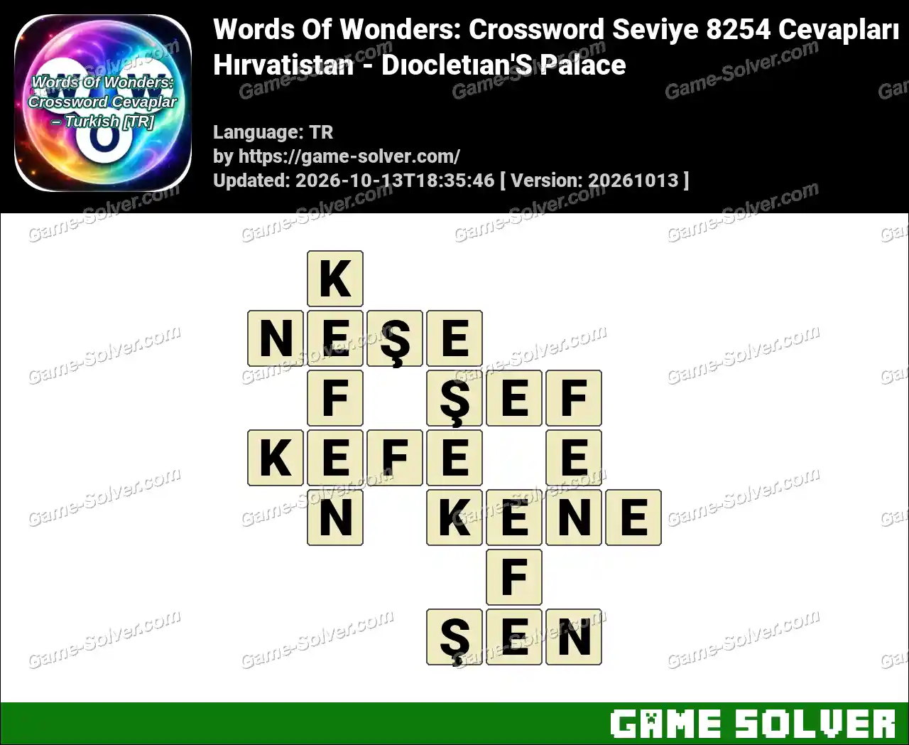Words Of Wonders: Crossword Seviye 8254 Cevapları – Hırvatistan – Dıocletıan’S Palace